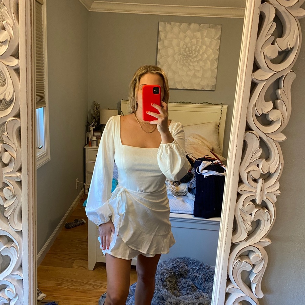 White Side Tie Dress